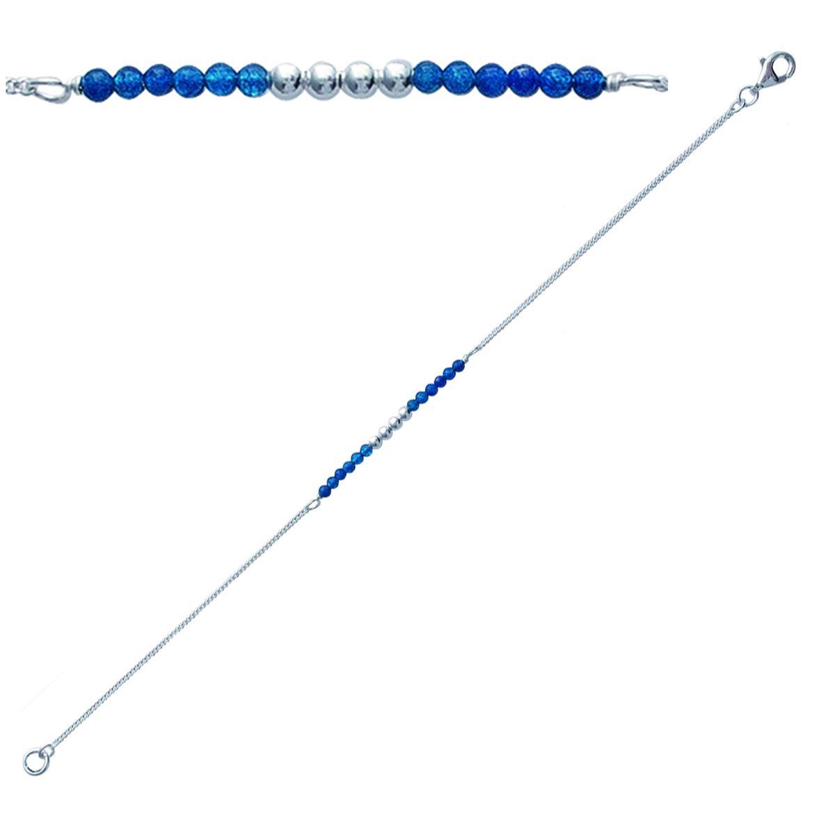 Bracelet Argent \'Mineralia\' bleu argenté - 40x2 mm - [K2423]
