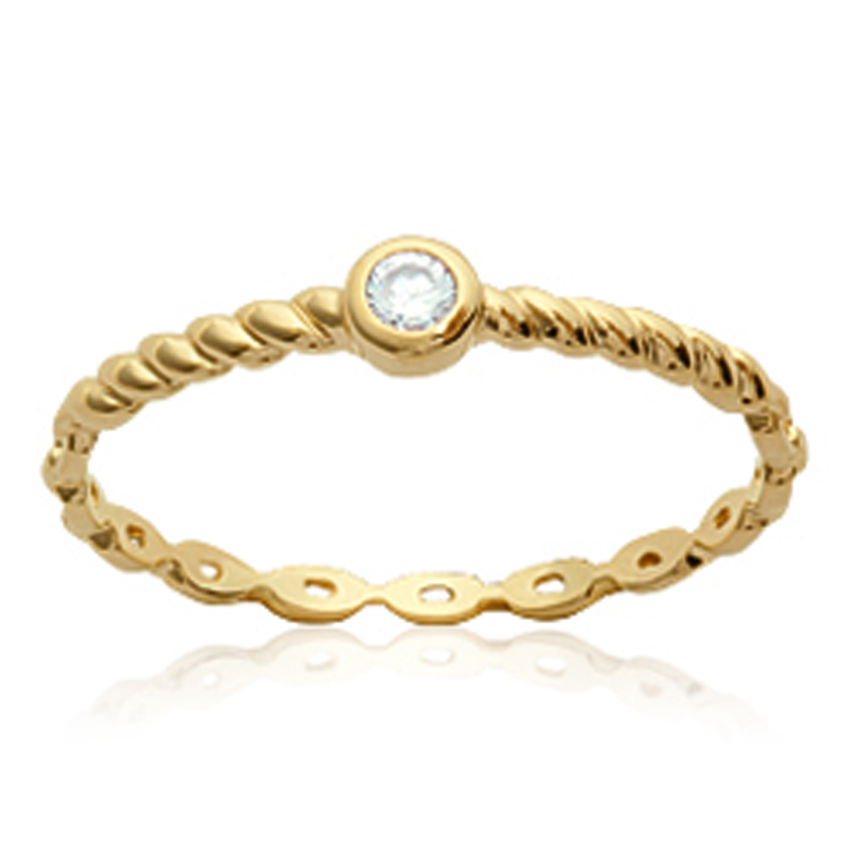 Bague Plaqué Or \'Déesse\' blanc doré - 3 mm - [K2439]