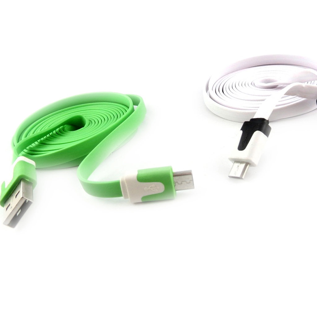 2 cables USB téléphones \'Coloriage\' vert blanc (2m) - [K9289]