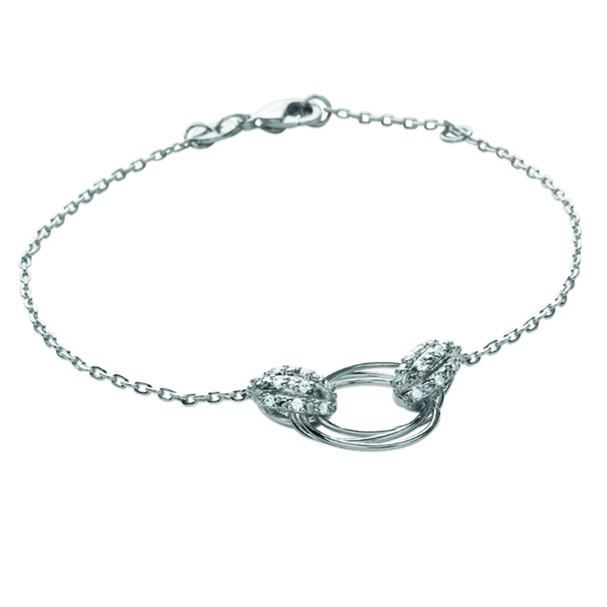 Bracelet Argent \'Déesse\' blanc argenté (rhodié) - 23x8 mm - [K9312]