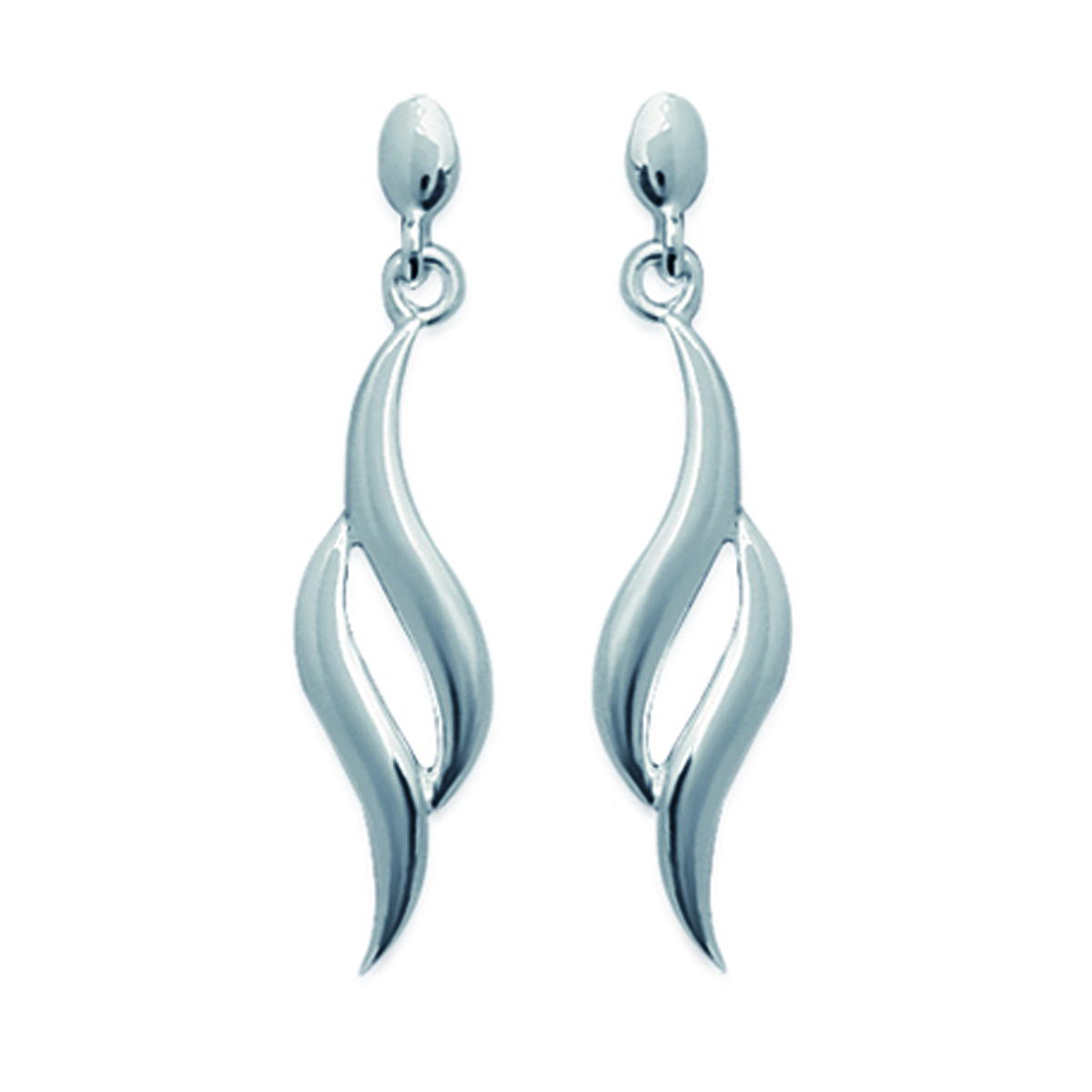 Boucles Argent \'Chorégraphie\' argenté (rhodié) - 25x7 mm - [K9318]