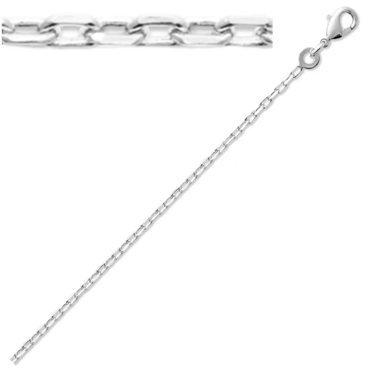 les trésors de lily Chaine Argent 'Forçat' argenté (rhodié) 95 cm 2 mm [L0462]