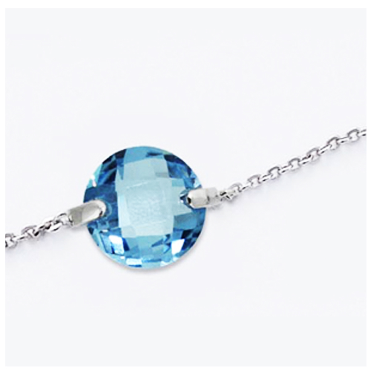 Bracelet Argent \'Linda\' turquoise argenté (rhodié) - 10 mm - [L0474]
