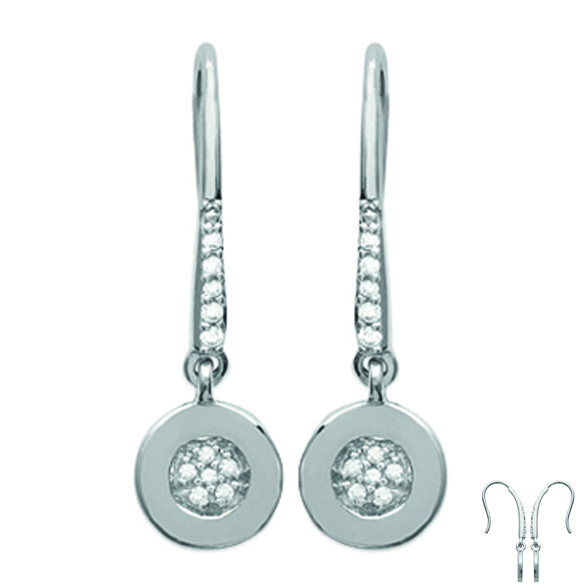 Boucles Argent \'Scarlett\' Blanc argenté (rhodié) - 18x7 mm - [L0476]