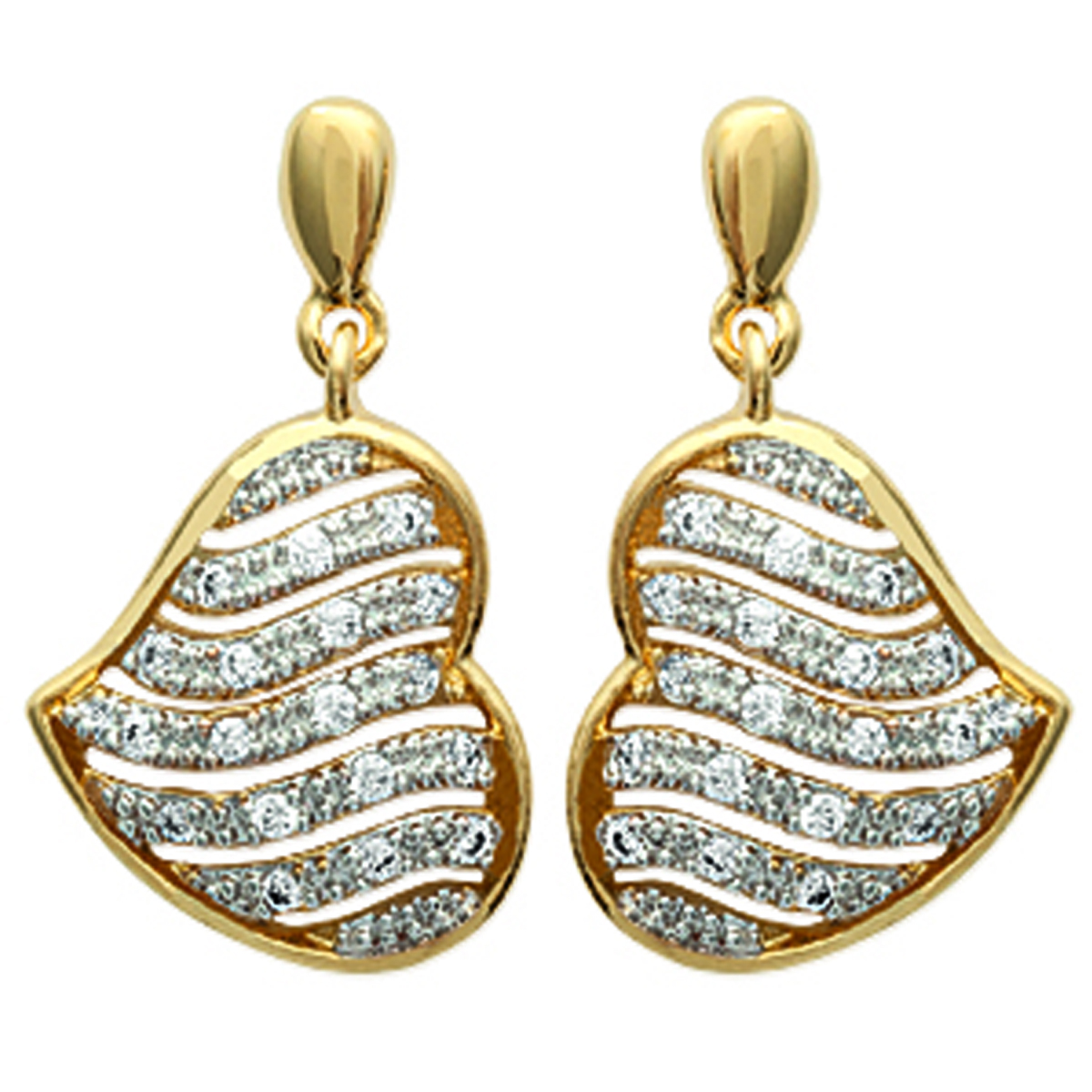 Boucles Plaqué Or \'Love Divine\' blanc doré - 20x10 mm - [L0481]