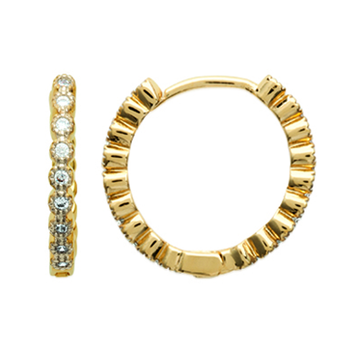 Créoles Plaqué Or \'Sissi\' blanc doré - 18x2 mm - [L3736]