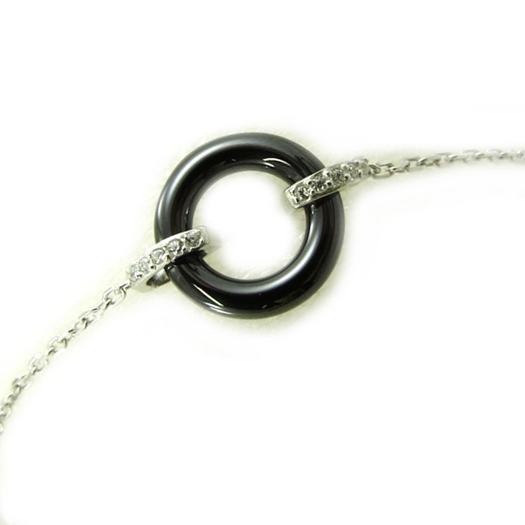 Bracelet Argent \'Sissi\' noir argenté (rhodié) - 11 mm - [L5690]