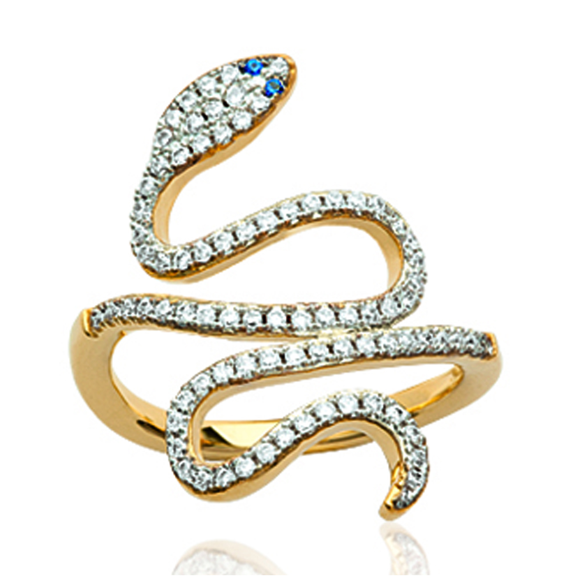 Bague Plaqué Or \'Tentation\' saphir blanc doré - 27x16 mm - [L7851]