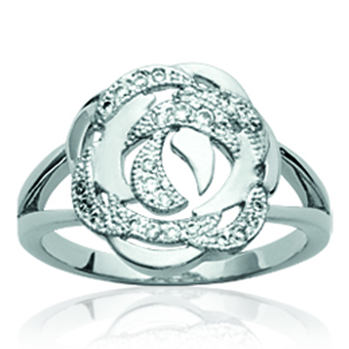 Bague Argent \'Rosa Romantica\' blanc argenté (rhodié) - 15 mm - [L7852]