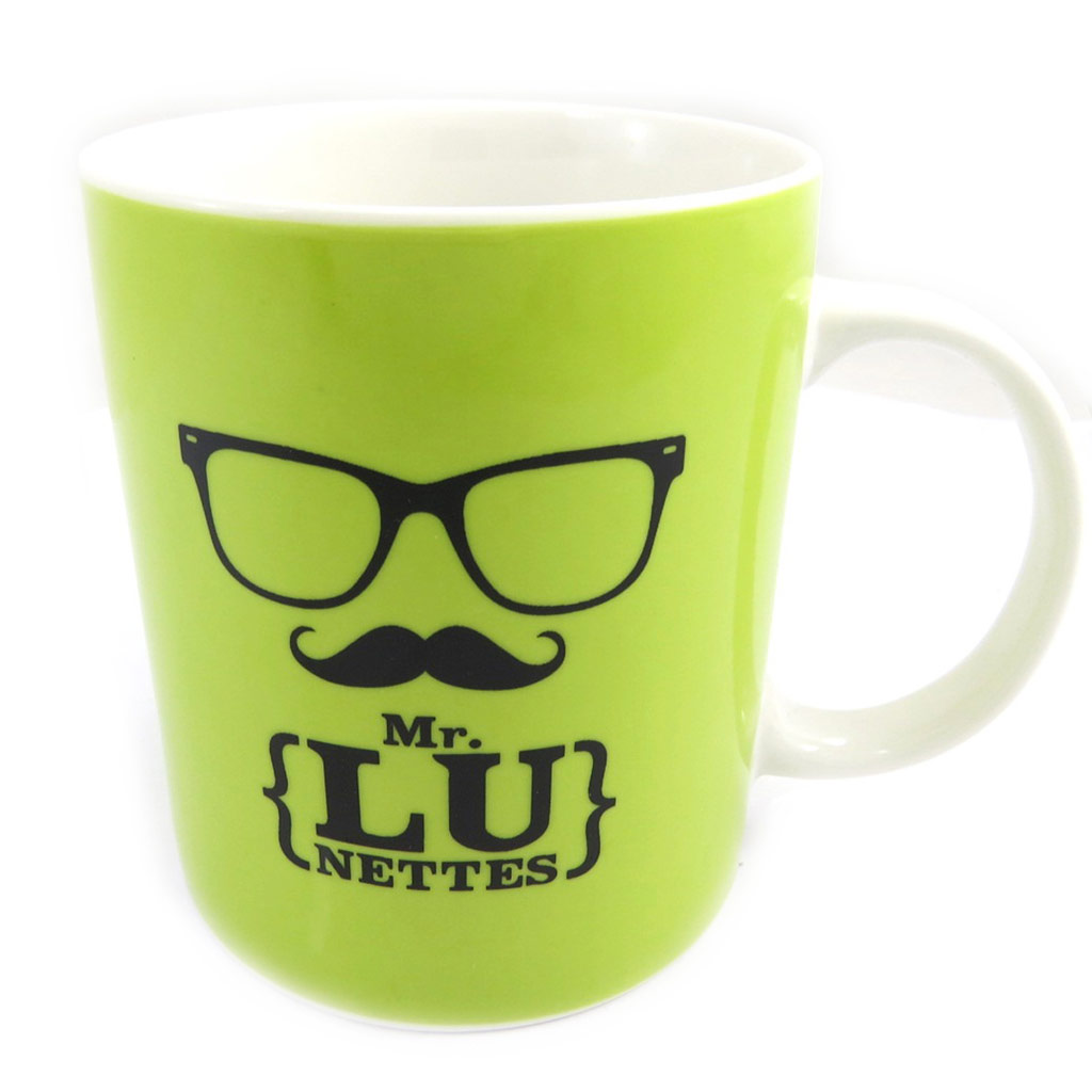 Mug céramique \'Moustache\' vert (lunettes) - [L9167]