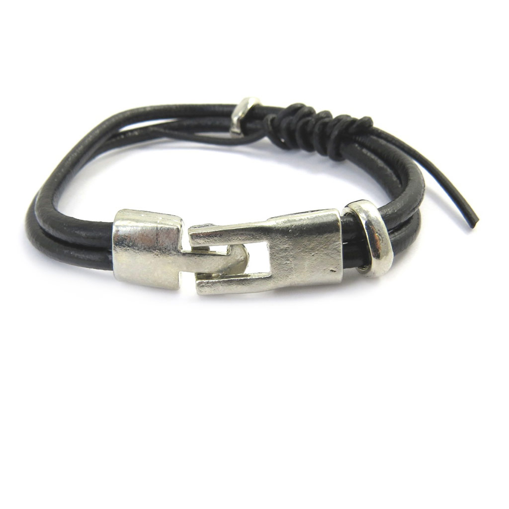 Bracelet mixte \'Peaceful\' noir (2 rangs) - [M0737]