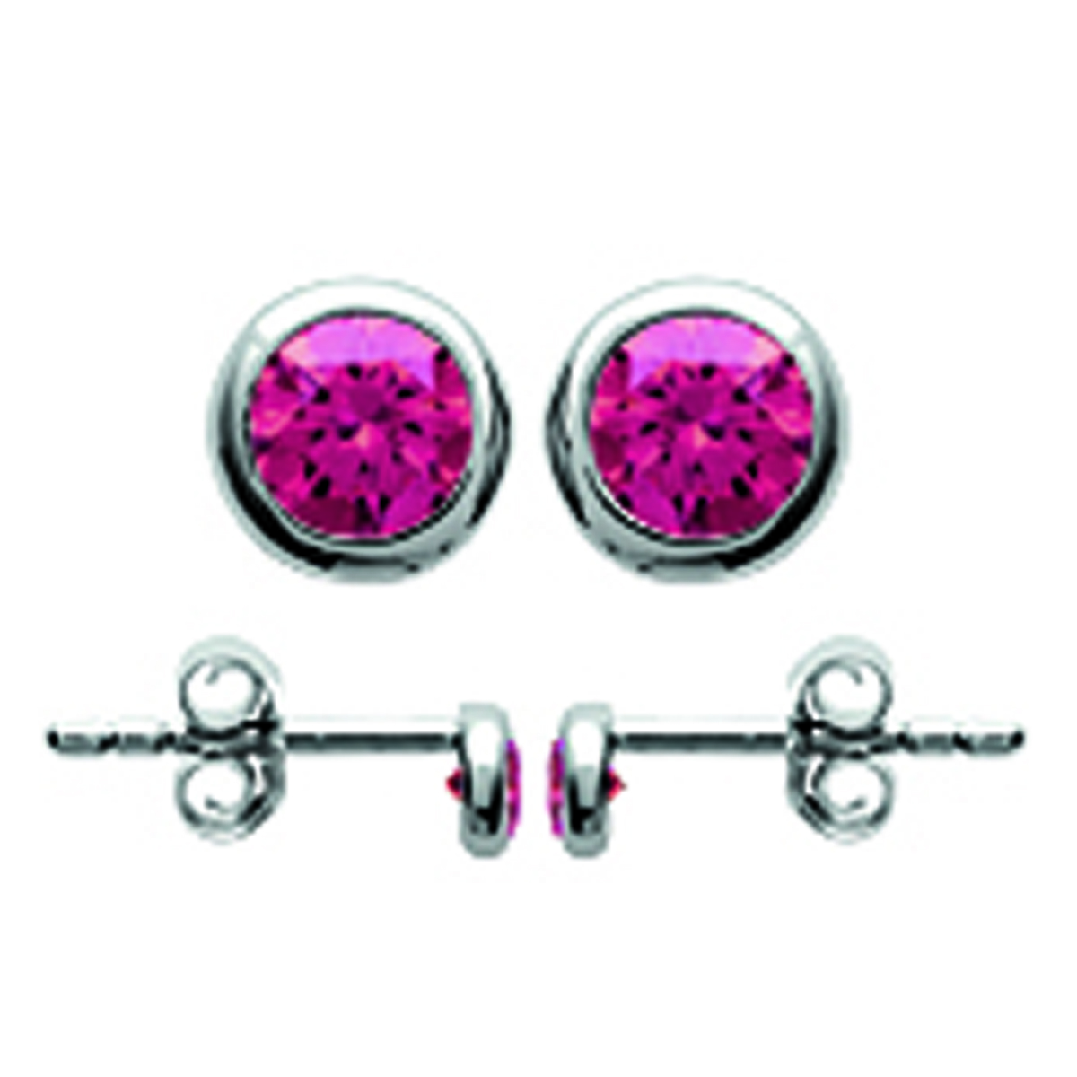 Boucles argent \'Unique\' rubis argenté (rhodié) - 6 mm - [M1086]