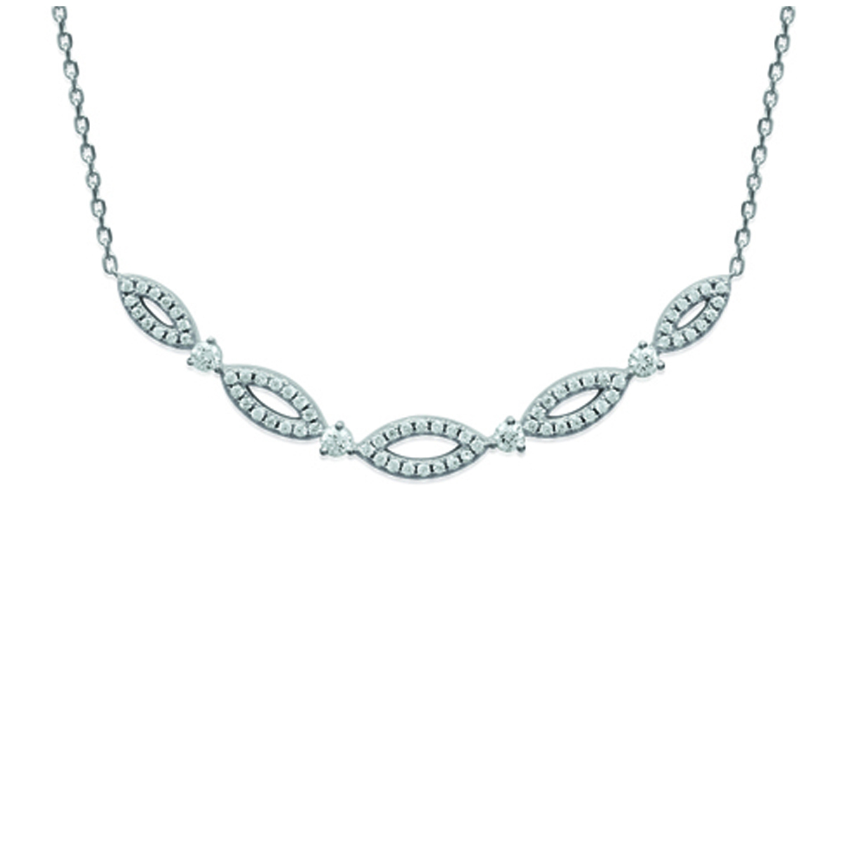 Collier Argent \'Sissi\' blanc argenté (rhodié) - 30x5 mm - [M1105]