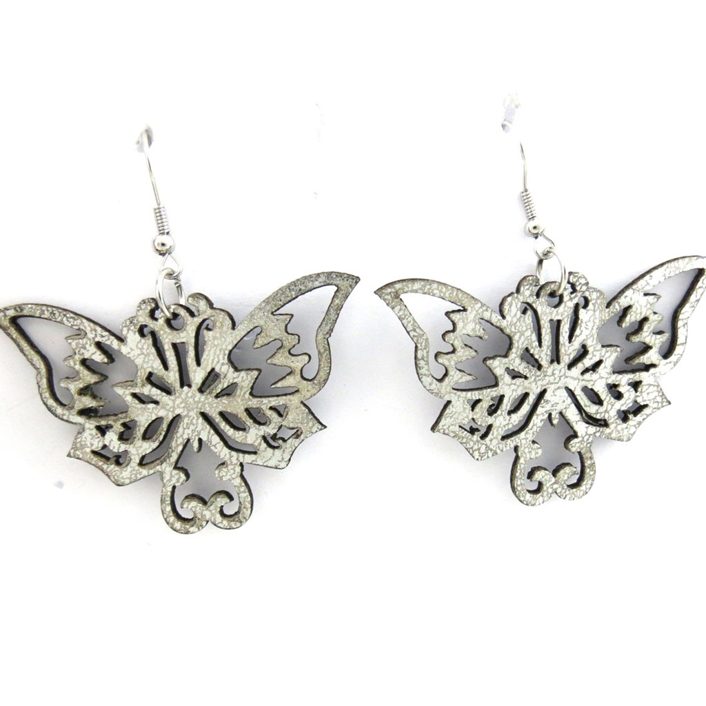 Boucles Créateur \'Papillons\' argenté - [M4145]