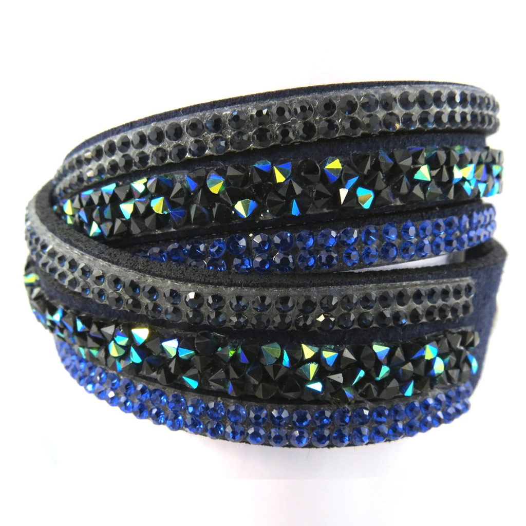 Bracelet Créateur \'Sissi\' noir bleu (2 tours) - [M4179]