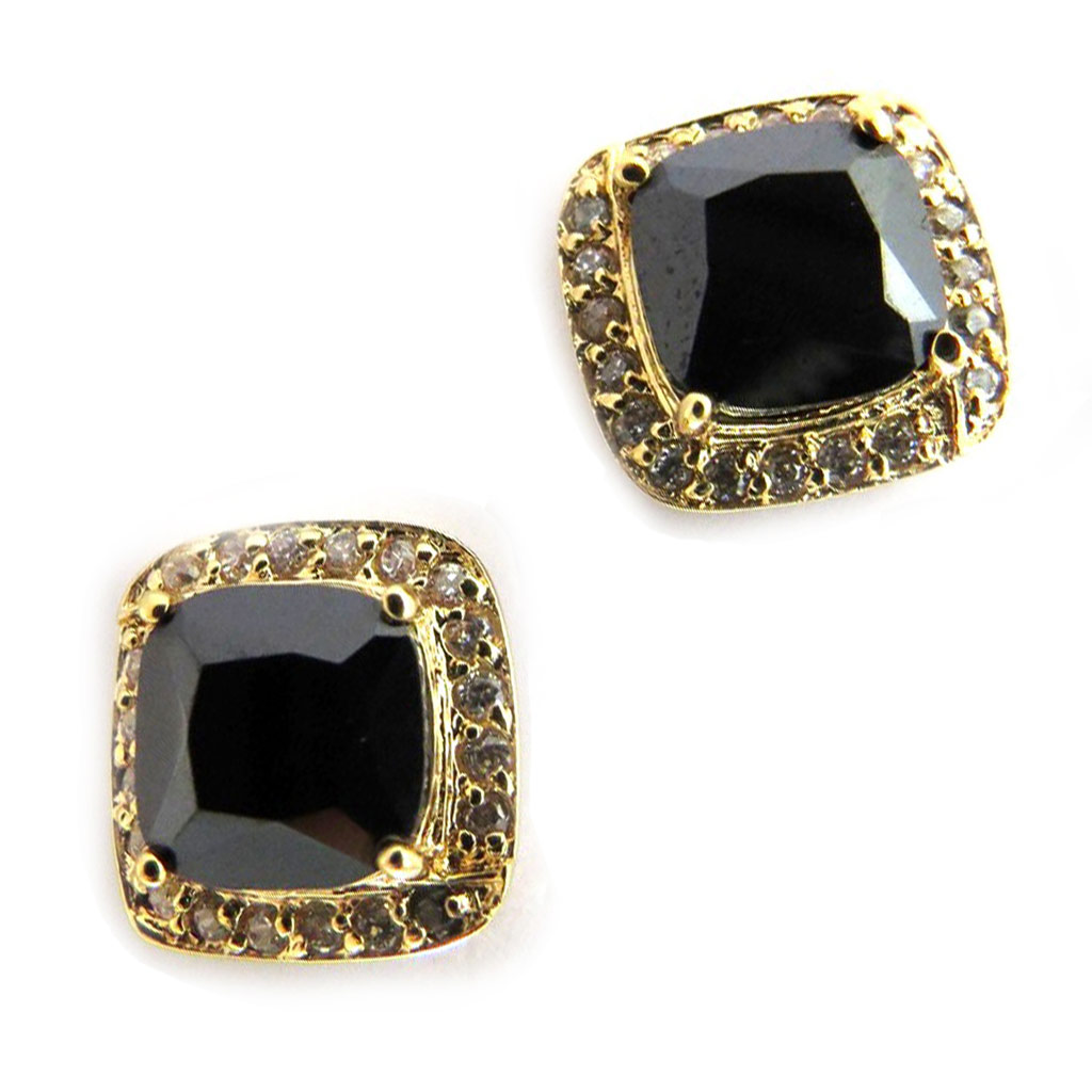 Boucles Plaqué Or \'Sissi\' noir - [M6731]