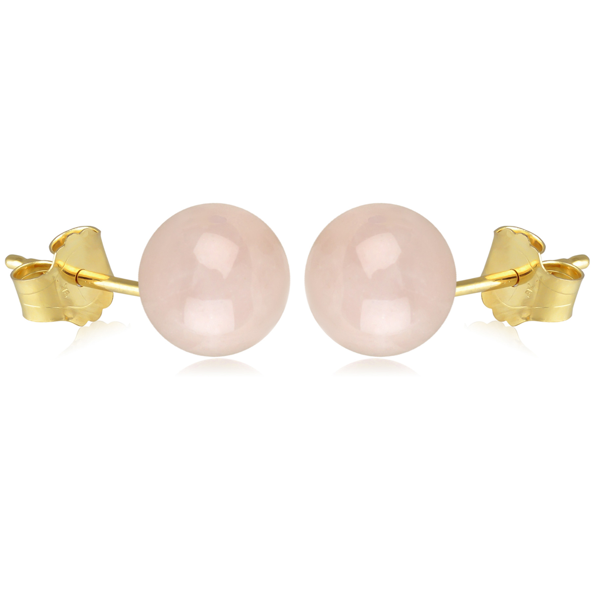 Boucles plaqué or \'Mineralia\' quartz rose - 12 mm - [M6746]