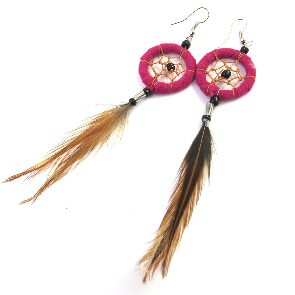 Boucles Créateur \'Cheyennes\' rose marron (dreamcatcher) - [M8020]