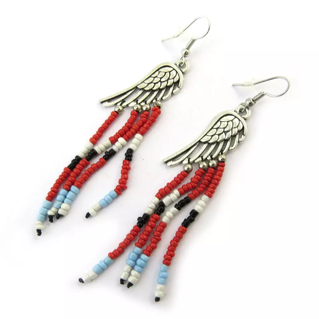 les trésors de lily Boucles 'Navajos' rouge argenté [N4648]