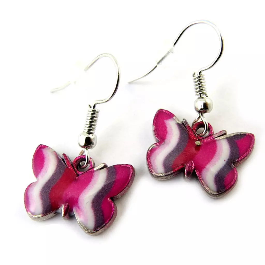 les trésors de lily Boucles 'Papillons' rose [N4673]