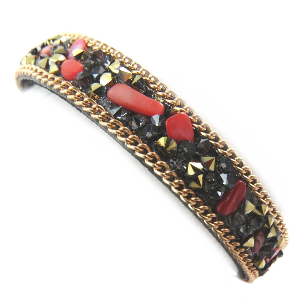 Bracelet Créateur \'Sissi\' orange doré gris - [N4700]