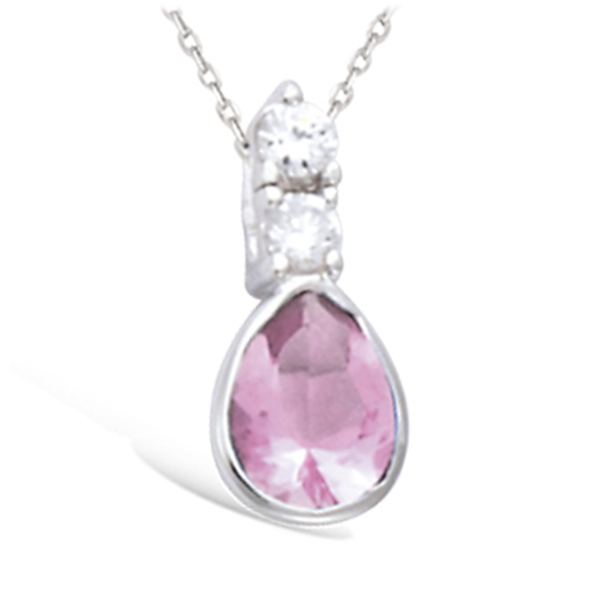 Pendentif Argent \'Sissi\' rose blanc argenté (rhodié) - 16x7 mm - [N5358]