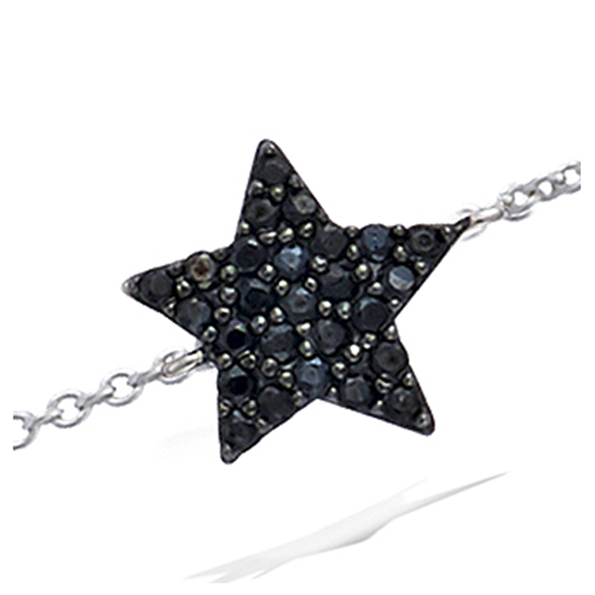 Bracelet argent \'Etoile\' noir argenté (rhodié) - 10 mm - [N5382]
