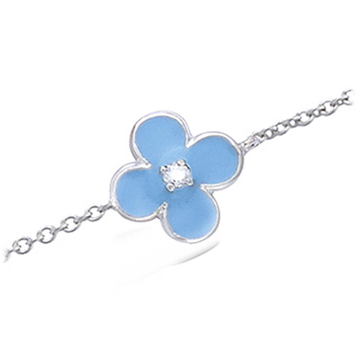 Bracelet Argent \'Papillons\' bleu argenté (rhodié) - 10 mm - [N5387]