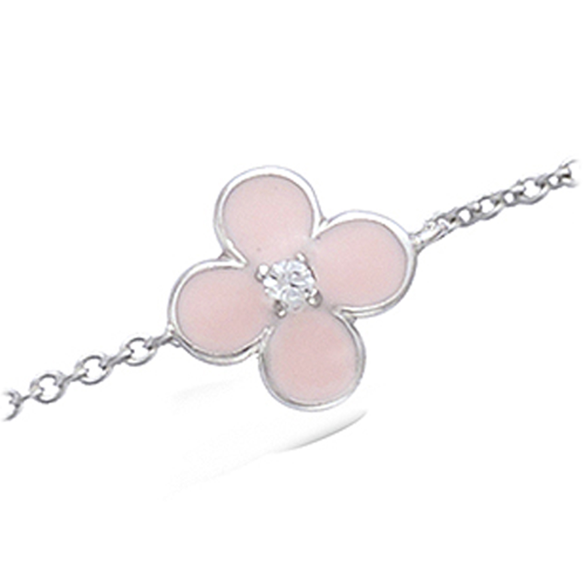 Bracelet Argent \'Papillons\' rose argenté (rhodié) - 10 mm - [N5388]
