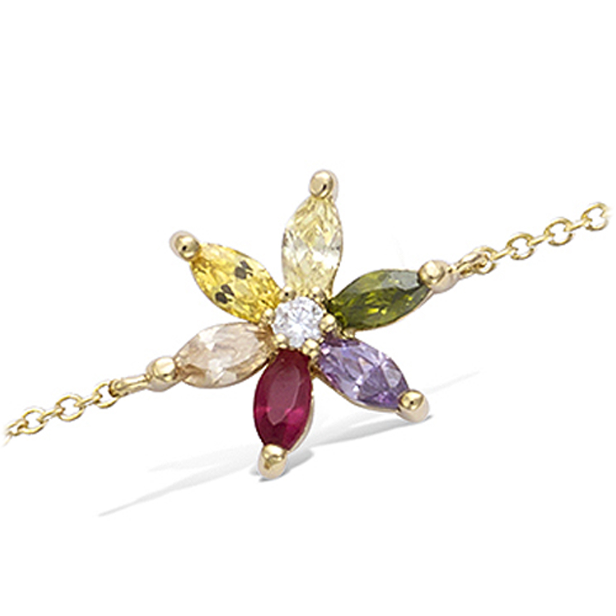 Bracelet Plaqué Or \'Fleurs de Cristal\' tutti frutti doré - 15 mm - [N5389]
