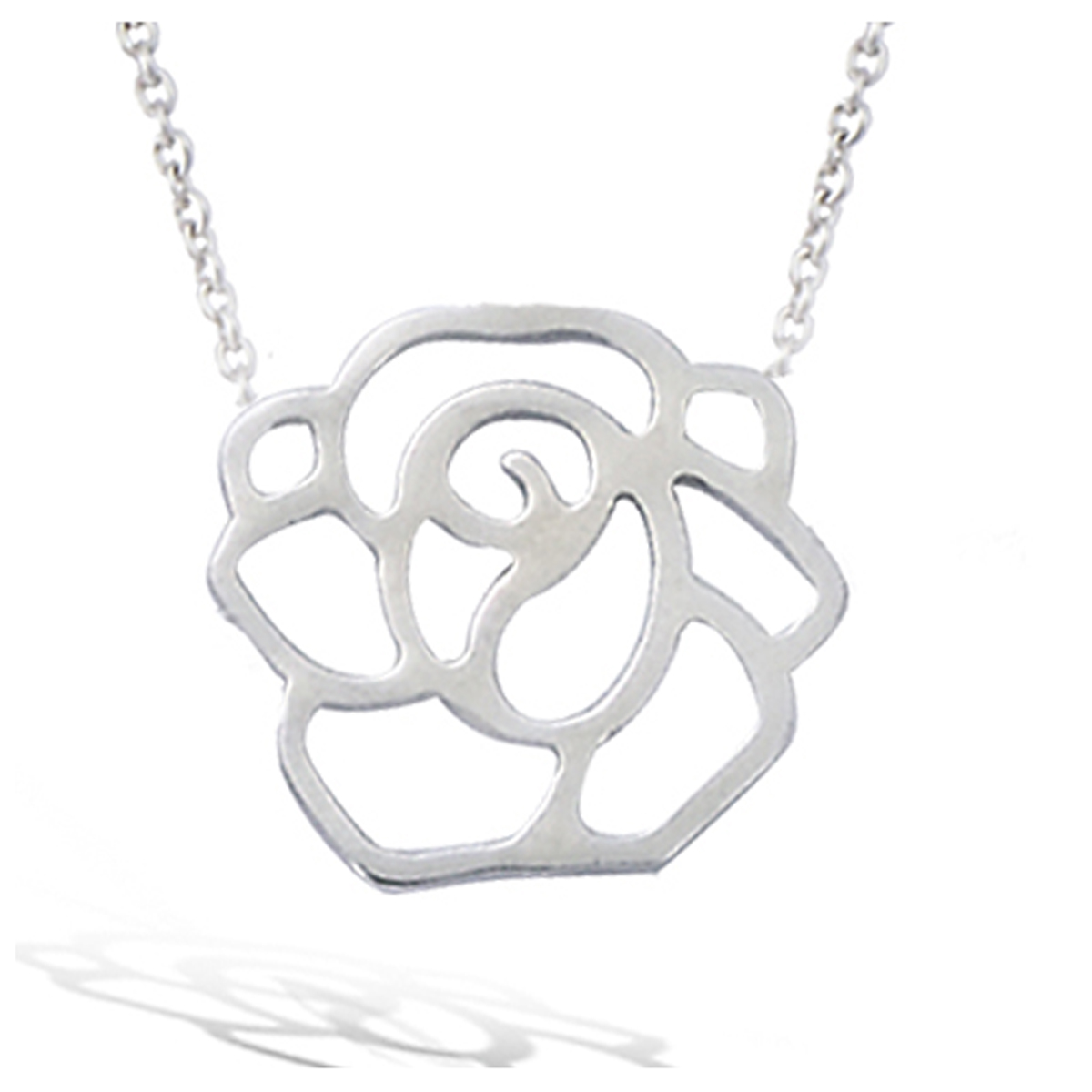 Collier Argent \'Rosa Romantica\' argenté (rhodié) - 20 mm - [N5394]
