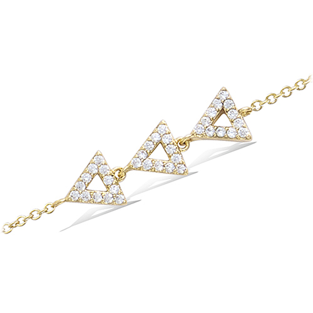 Bracelet Plaqué Or \'Triangles\' doré blanc - 22x7 mm - [N5395]