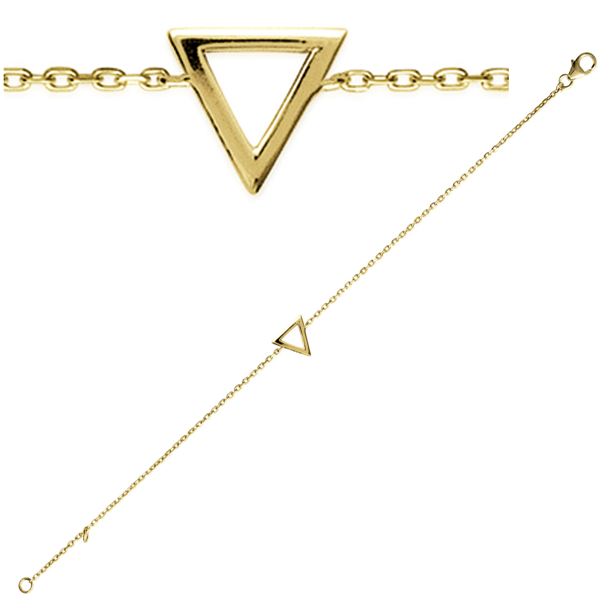 Bracelet Plaqué or \'Triangle\' doré - 10x8 mm - [N6208]