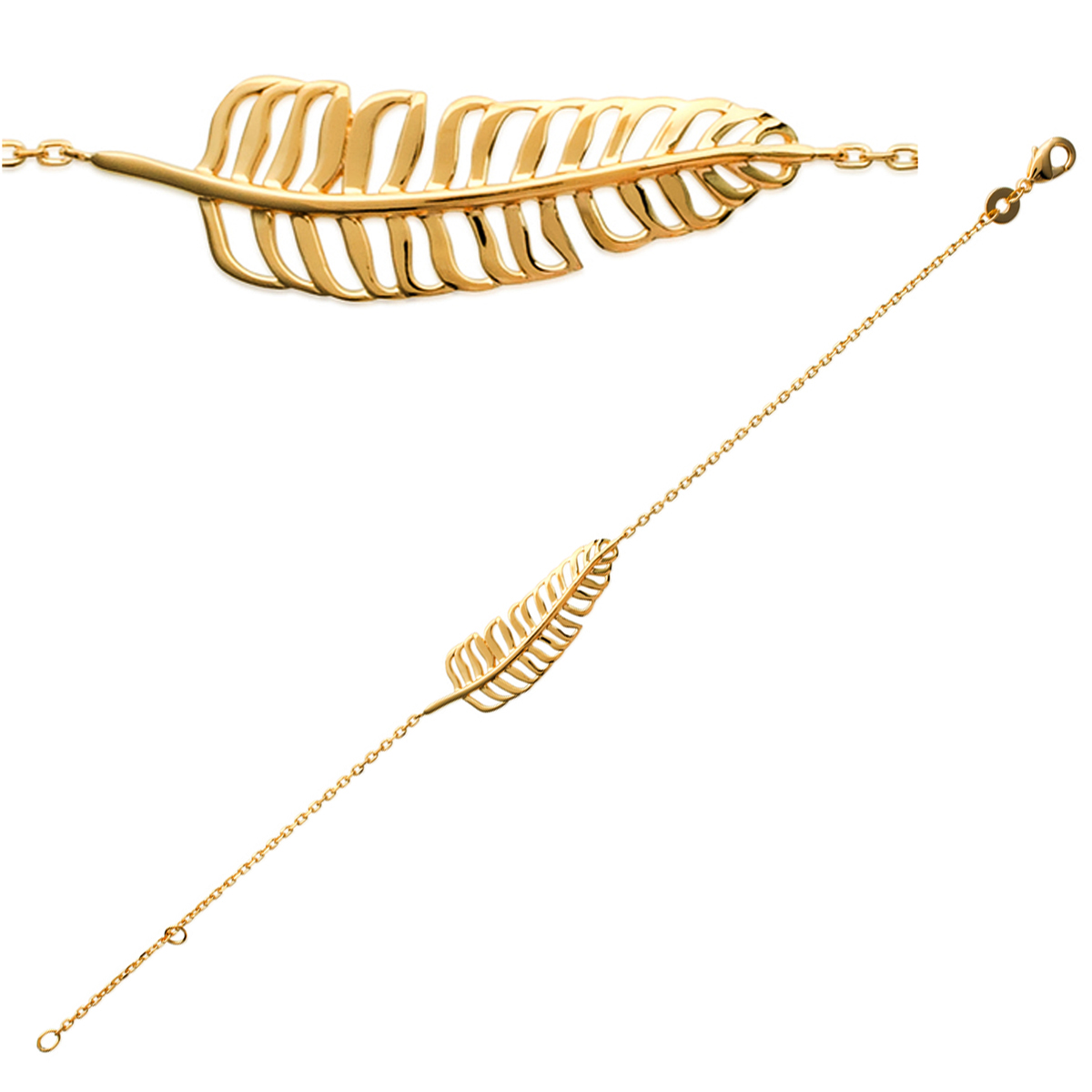 Bracelet Plaqué Or \'Navajos\' doré (plume) - 35x10 mm - [N6211]
