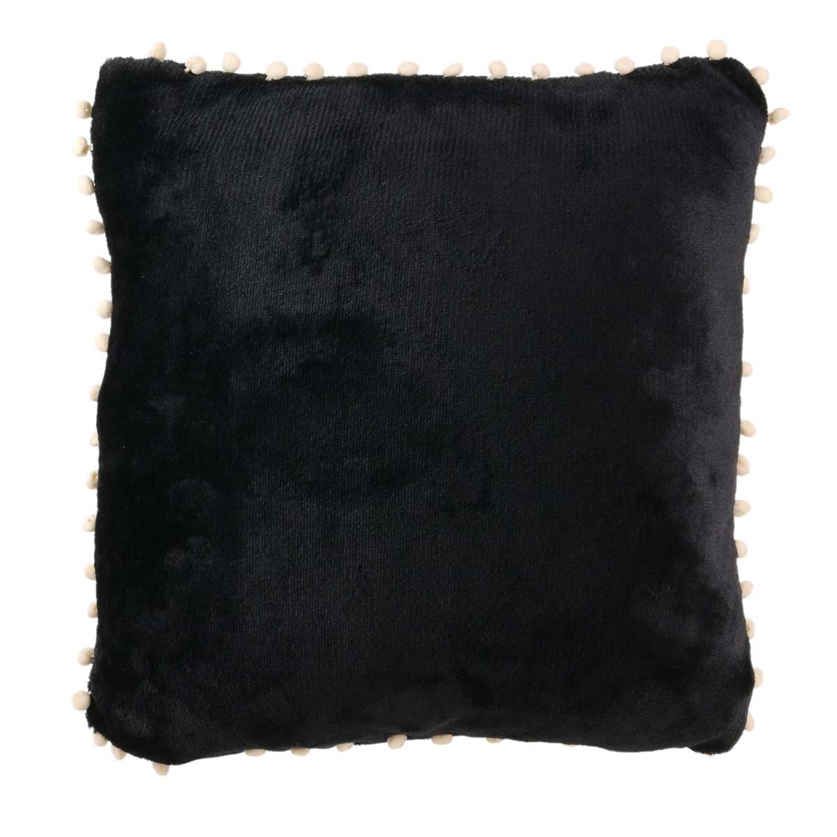 Coussin pompons \'Scarlett\' noir - 40 cm - [A0882]