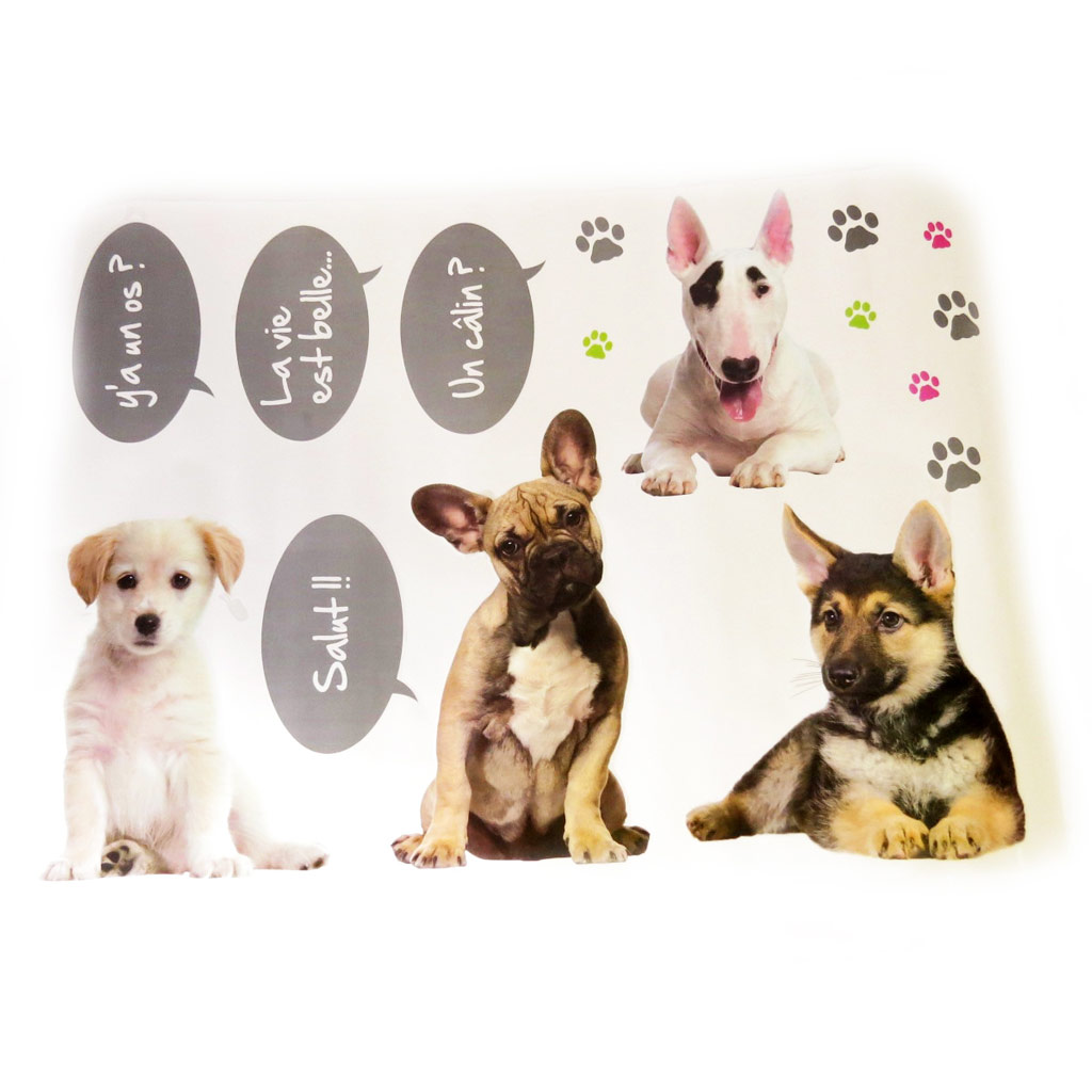 Planche de stickers \'Un amour d\'Animaux\' chiens (50x70 cm) - [L2471]
