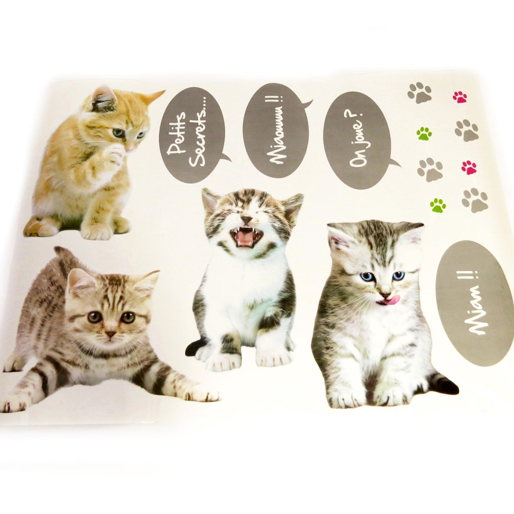 Planche de stickers \'Un amour d\'Animaux\' chats (50x70 cm) - [L2472]