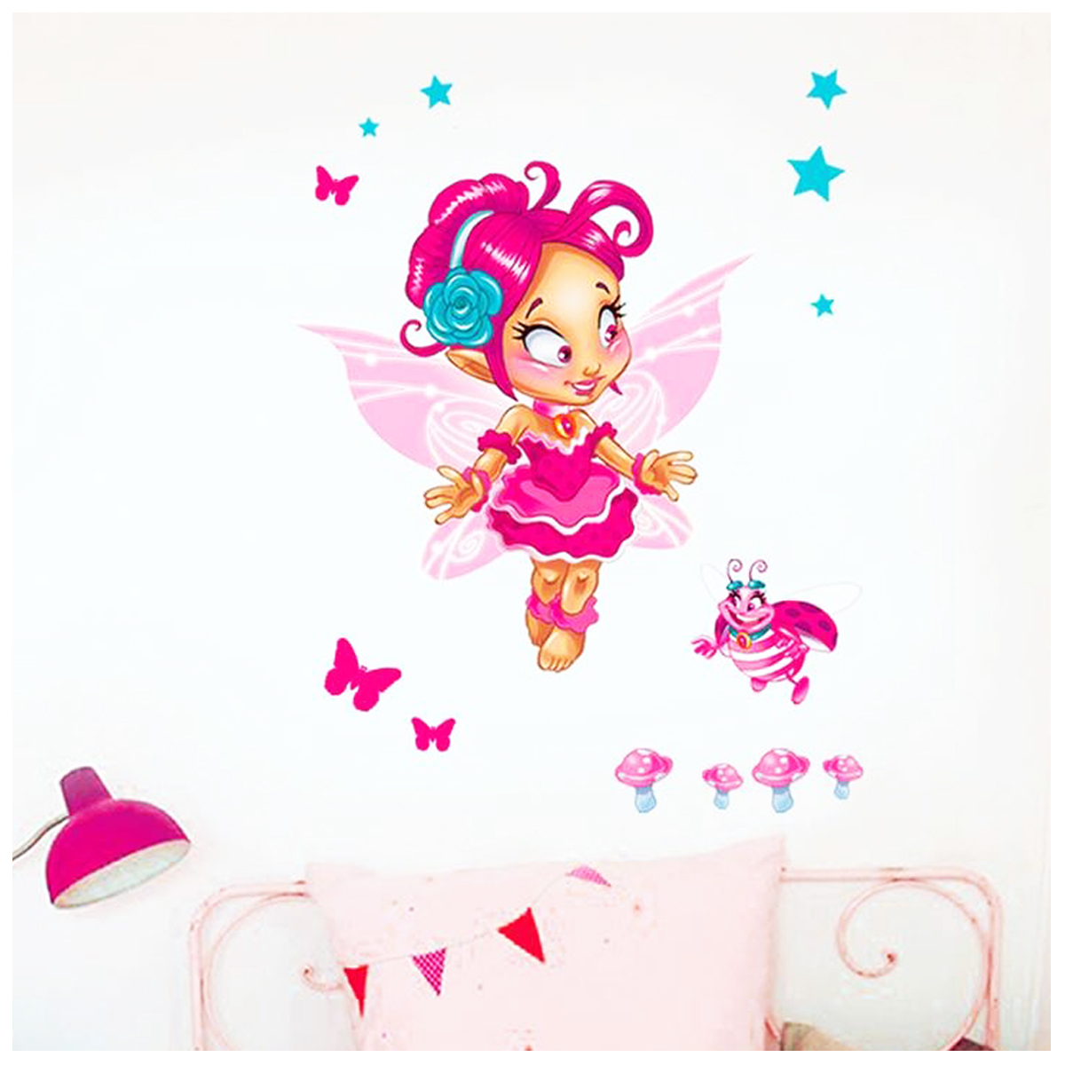 Planche de stickers \'Fairy Dreams\' rose (50x70 cm) - [L2473]