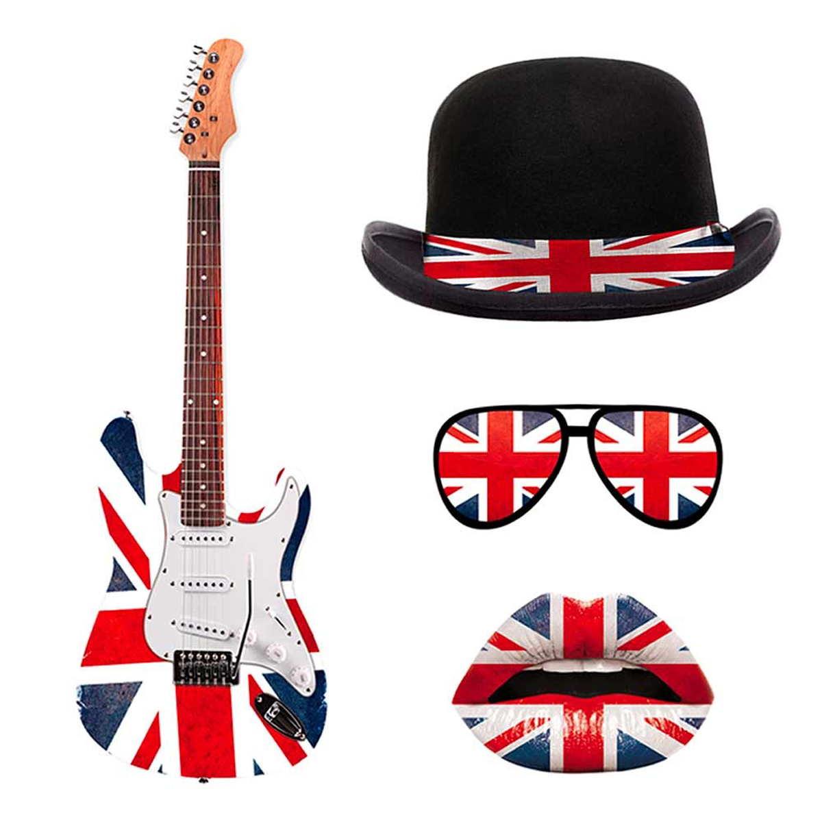 Planche de stickers \'So British\' guitare (50x70 cm) - [L4987]