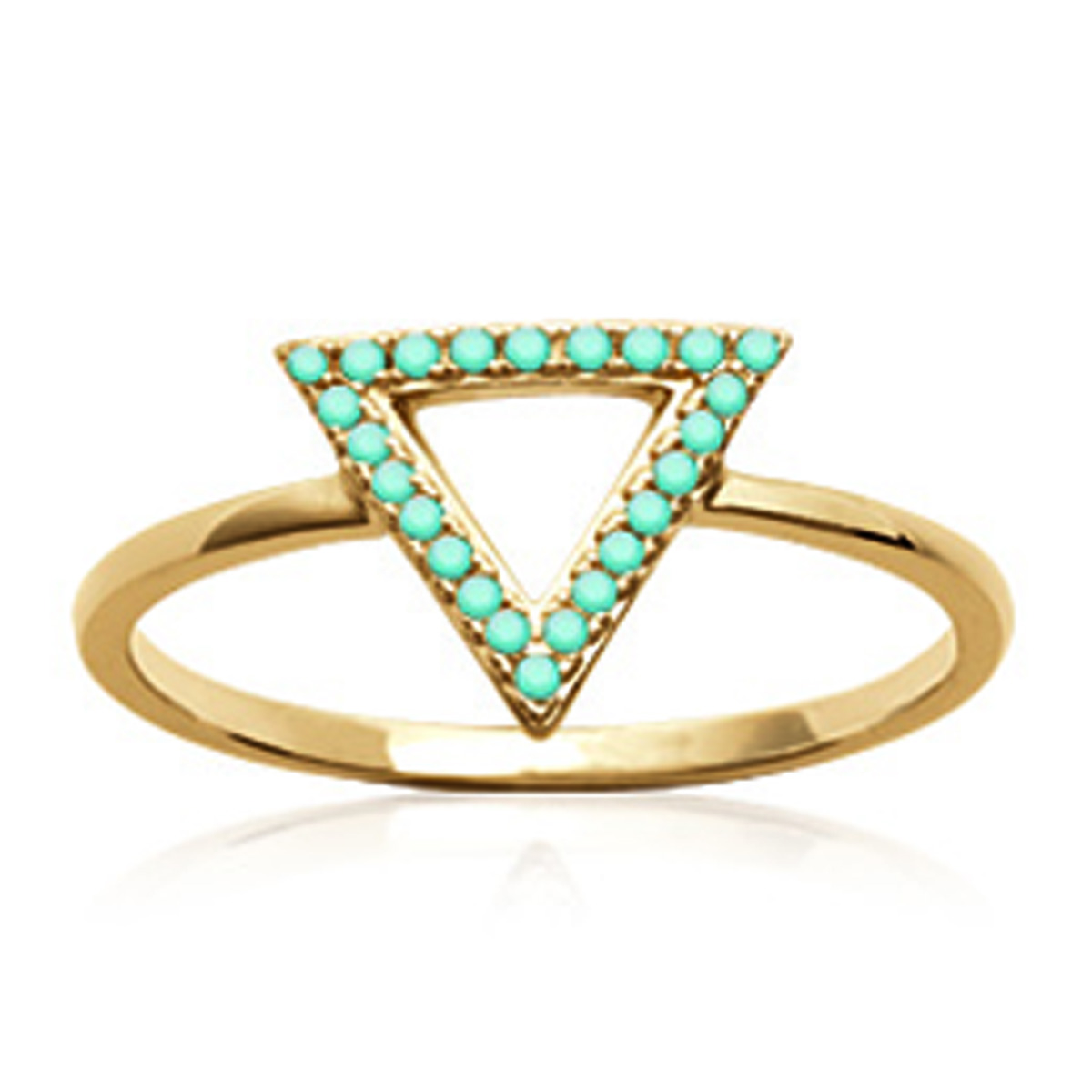 Bague Plaqué Or \'Navajos\' turquoise doré (triangle) - 12x10 mm - [N6218]