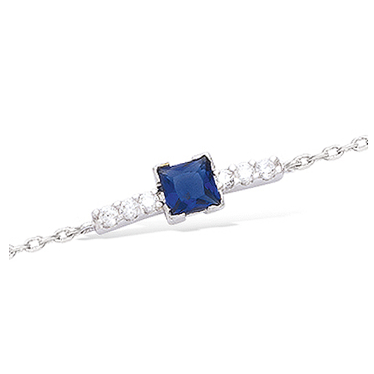 Bracelet Argent \'Sissi\' bleu blanc argenté (rhodié) - 5 mm - [N6811]