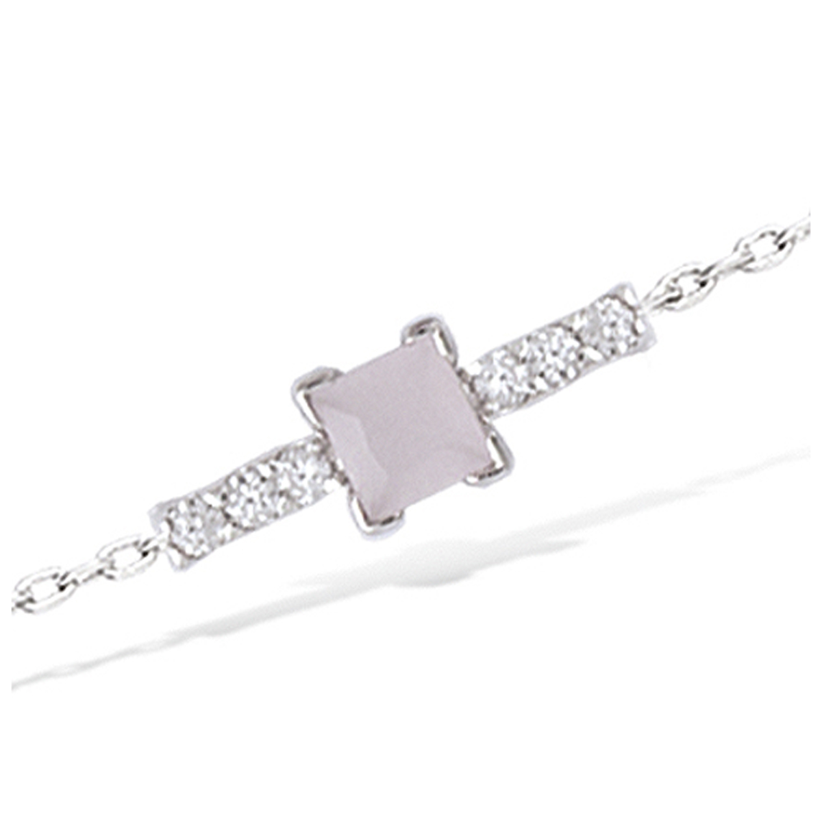 Bracelet Argent \'Sissi\' quartz rose argenté (rhodié) - 5 mm - [N6820]