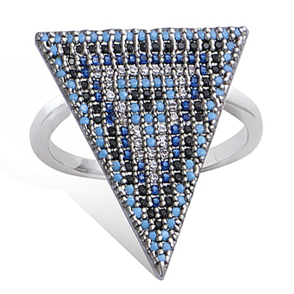 Bague Argent \'Navajos\' turquoise noir argenté (rhodié) - 25x20 mm - [P1188]