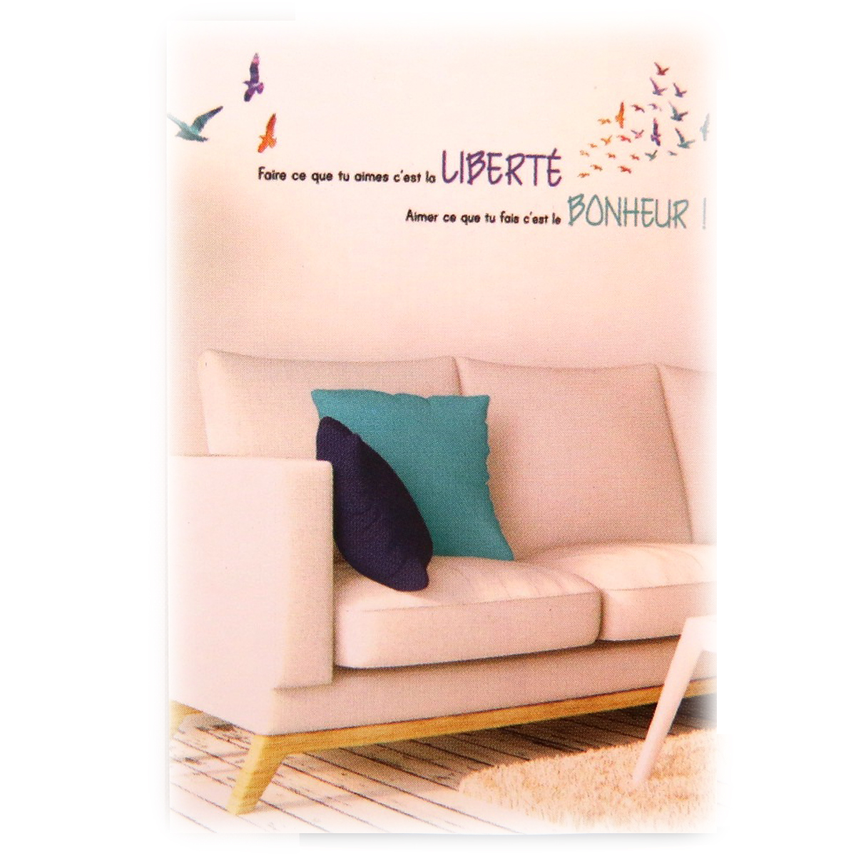 Planche de stickers \'Liberté, Bonheur\' multicolore - 50x70 cm - [Q0287]