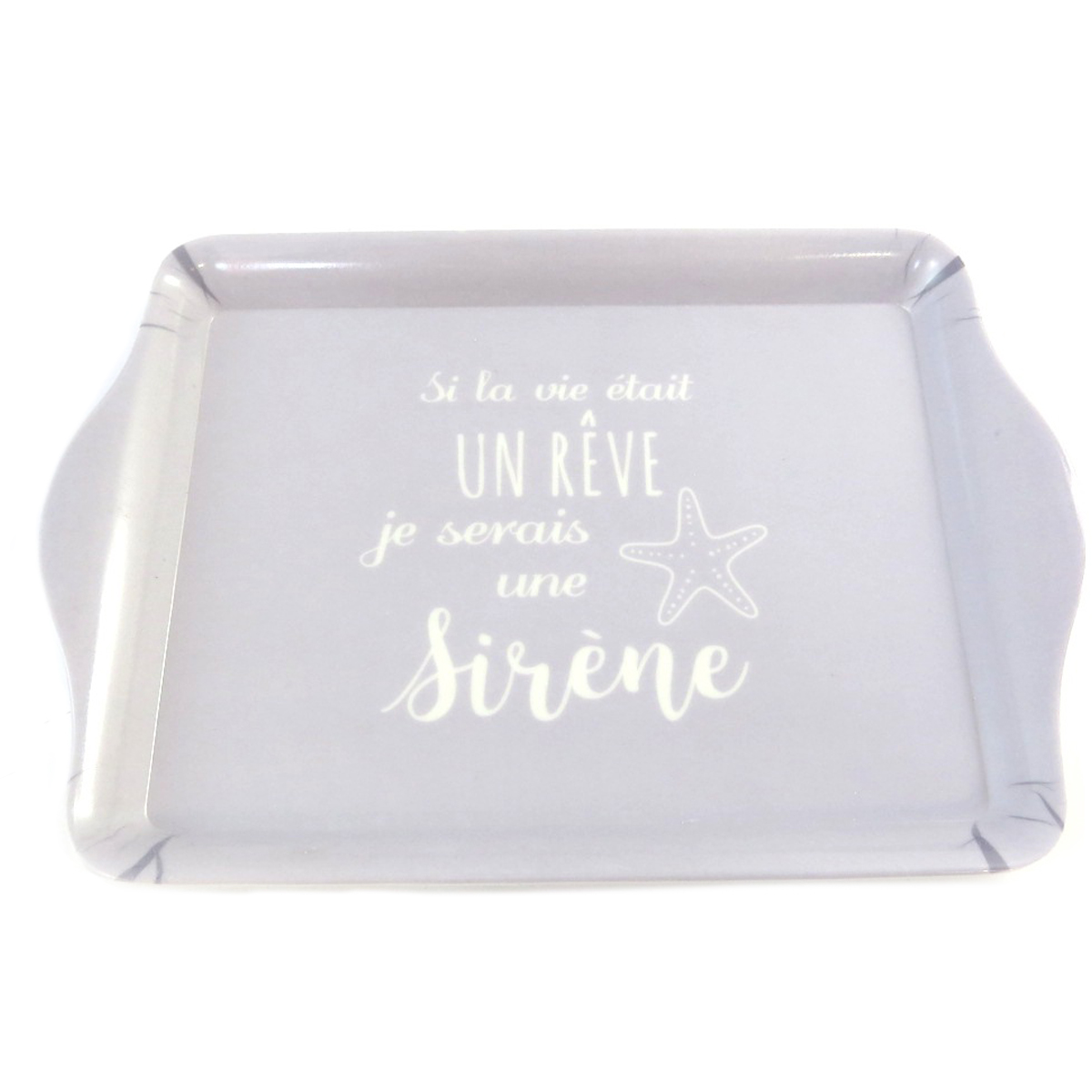 Petit Plateau \'Messages\' gris (Si la vie était un rêve je serais une Sirène) - 205x145 cm - [Q1958]