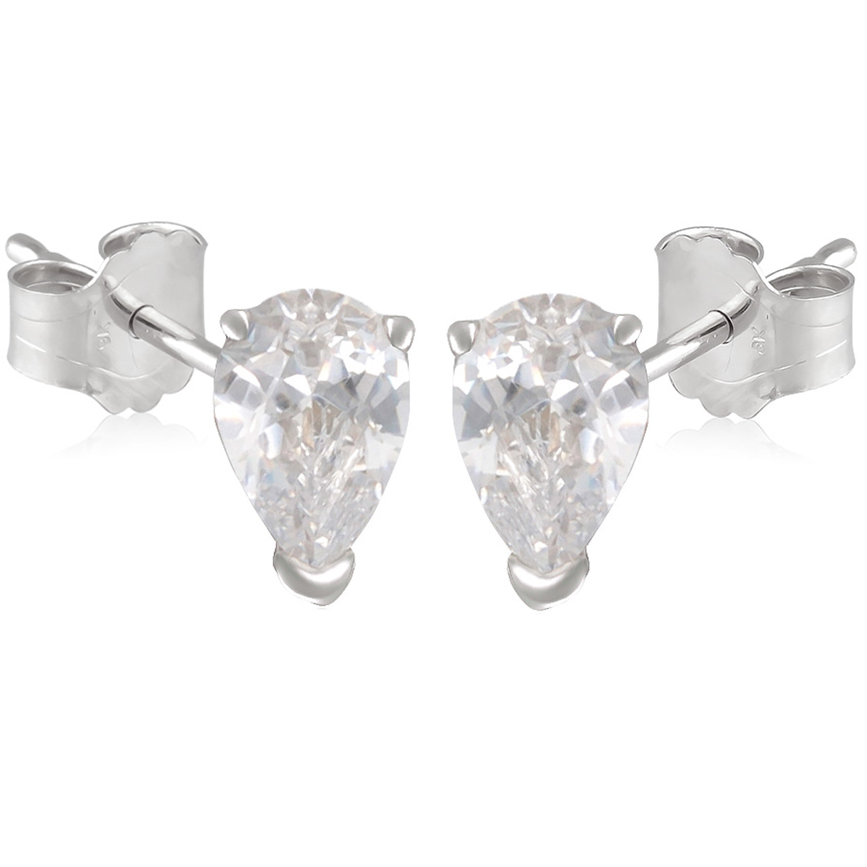 Boucles argent \'Essentiel\' blanc argenté - 6x4 mm (poires) - [Q2951]
