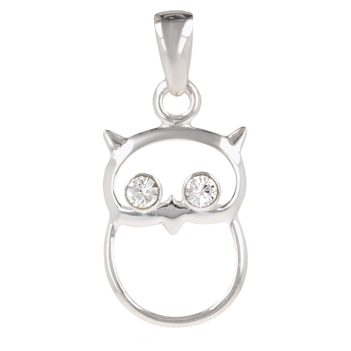 Pendentif Argent \'Chouette\' blanc argenté - 15x10 mm - [Q2953]