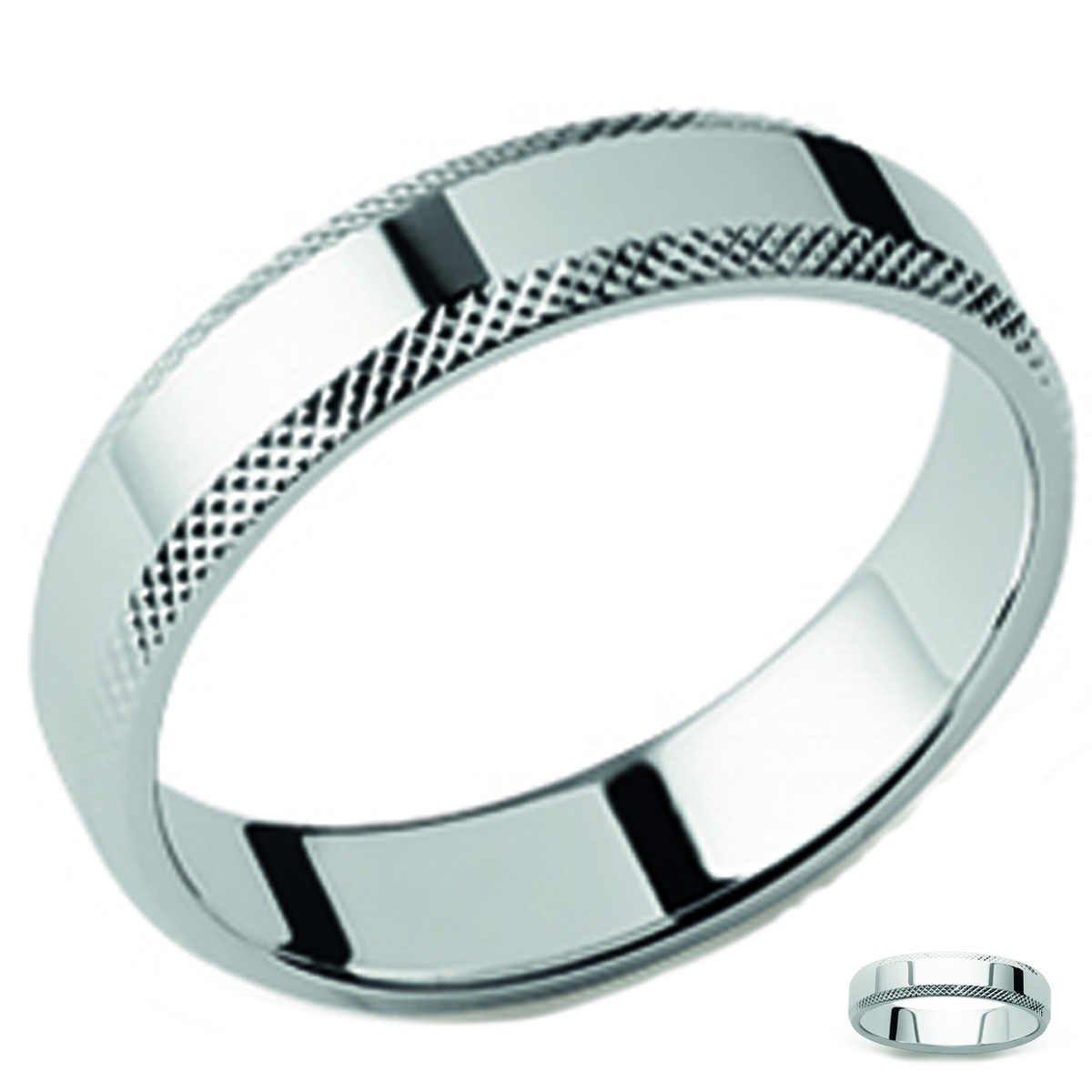 Alliance Argent \'Lien d\'Amour\' argenté (rhodié) - 5 mm - [Q3598]