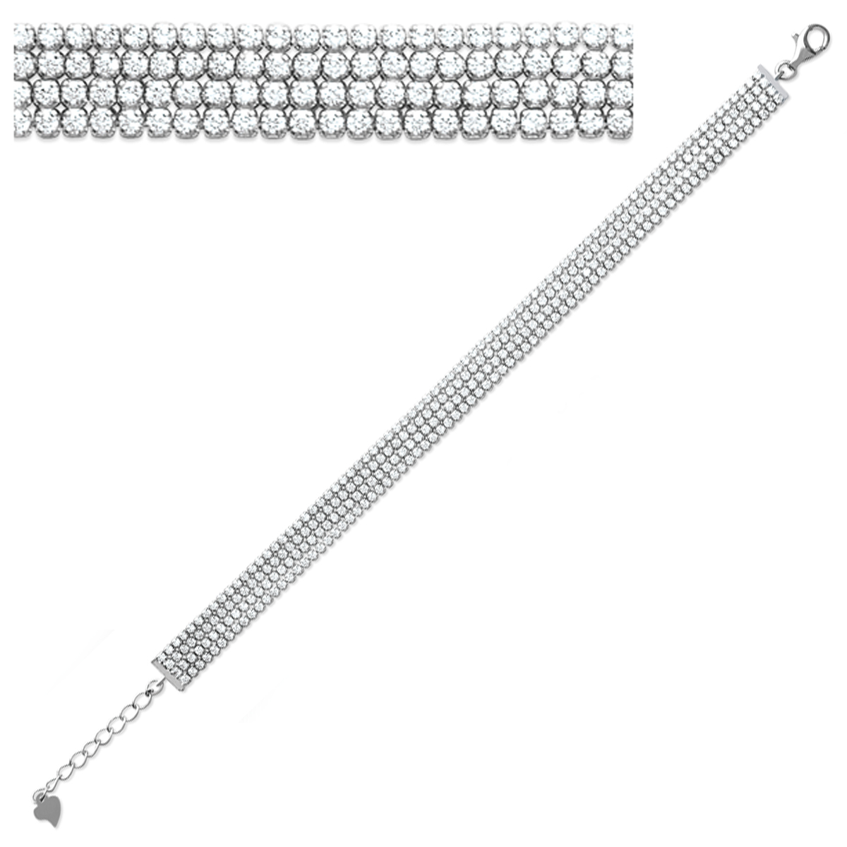 Bracelet Argent \'Sissi\' blanc argenté (rhodié) - 7 mm - [Q4708]