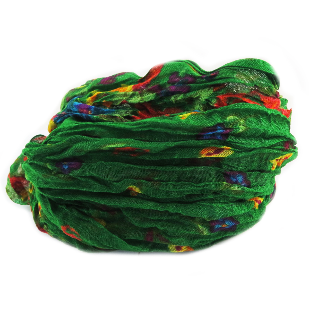 Echarpe coton \'Liberty\' vert multicolore - 50x160 cm - [Q5299]